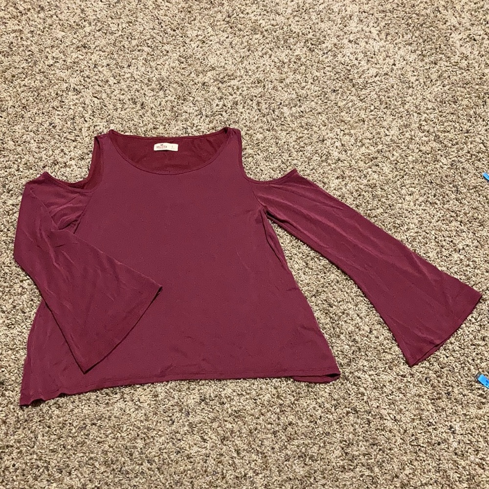 Hollister wine color cold shoulder. Size large